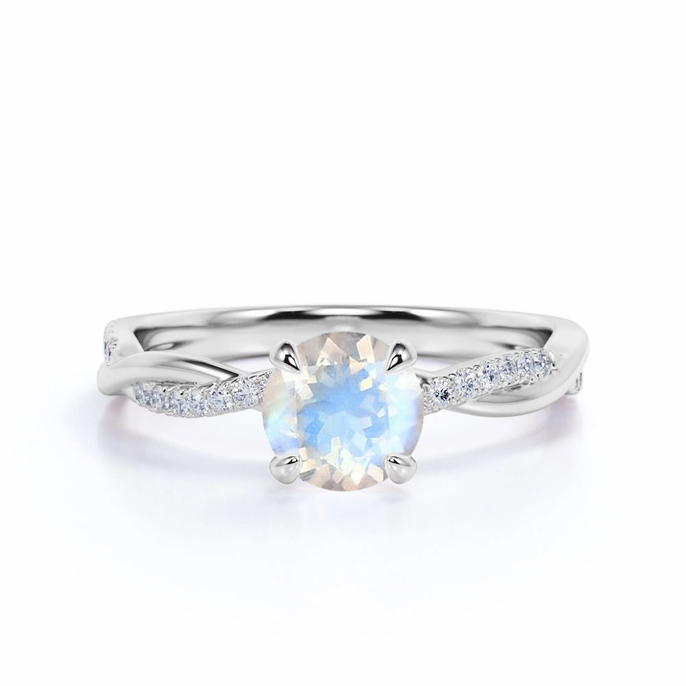 Statement Vibe Delicate Style 1.25 ct Round Moonstone Infinity Engagement Ring