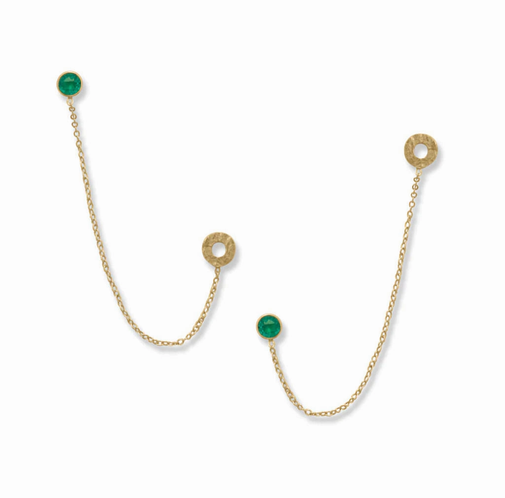 Double Post Earrings Gold-plated Sterling Silver 3.5-inch Chain Connector Beautiful Jewelry