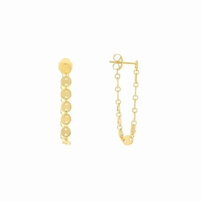 14K Yellow Gold High Polish Disk Front Back Earrings Fashionable Product