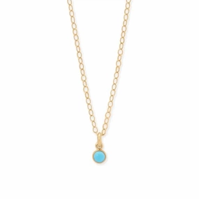 14k Gold-Filled Imitation Turquoise Pendant Necklace Adjustable Length Contemporary piece Perennial Piece