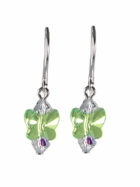 Green Butterfly Earrings Made with Swarovski(R) Crystal Sterling Silver Beautiful Embellishment