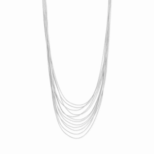 Party Night Sterling Silver 12-strand Extra Long Length Layered Necklace Liquid Silver