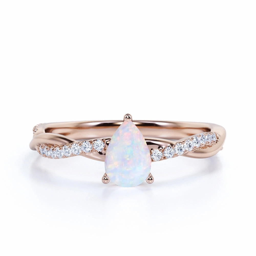 Everyday Present Office Present Infinity 0.75 Ct Pear Cut Lab Created Opal Engagement Ring
