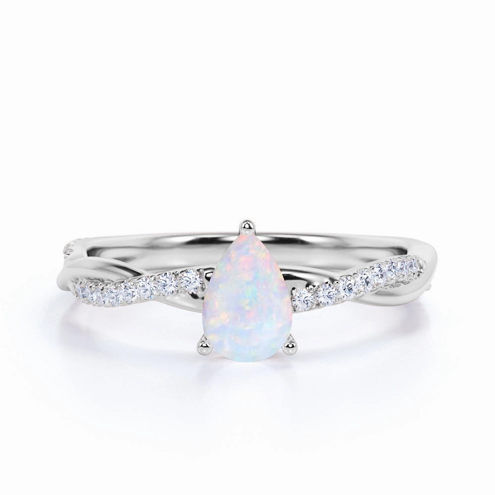 Infinity 0.75 Ct Pear Cut Lab Created Opal Engagement Ring Popular Choice Chic piece