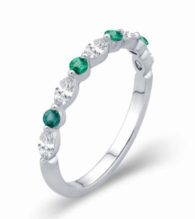 Half Anniversary Diamond Wedding Ring in 14K White Gold (0.29ctw) Alluring Shine