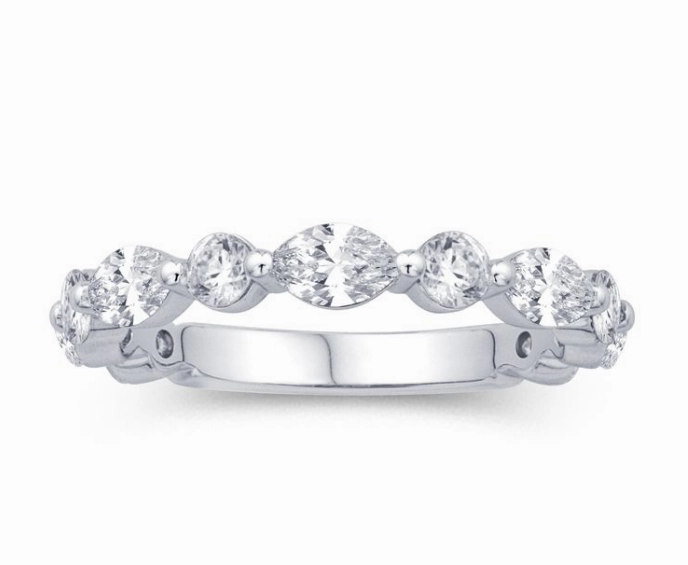 Half Anniversary Diamond Wedding Ring in 14K White Gold (0.84ctw) Inspired Feature