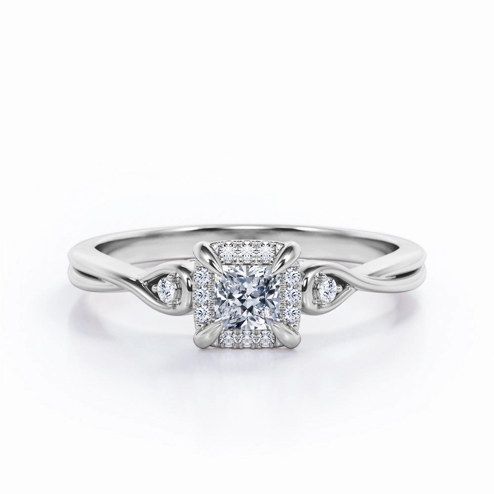 Halo 0.50 Ct Princess Cut Diamond Engagement Ring Branded Symbol photo shoot