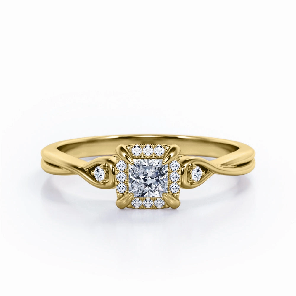 Halo 0.50 Ct Princess Cut Diamond Engagement Ring gift for kids