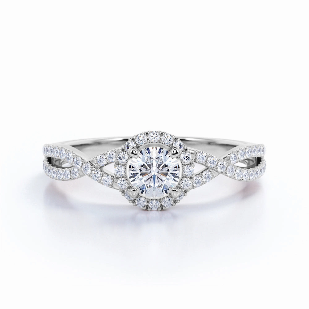 Holiday Style Halo 1 Ct Round Cut Diamond Engagement Ring