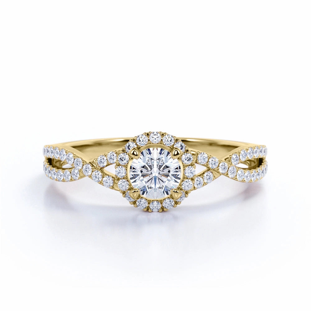 Halo 1 Ct Round Cut Diamond Engagement Ring Delicate Emblem Glamorous Accessory
