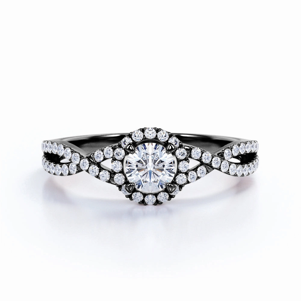 Halo 1 Ct Round Cut Diamond Engagement Ring Ornate Memento