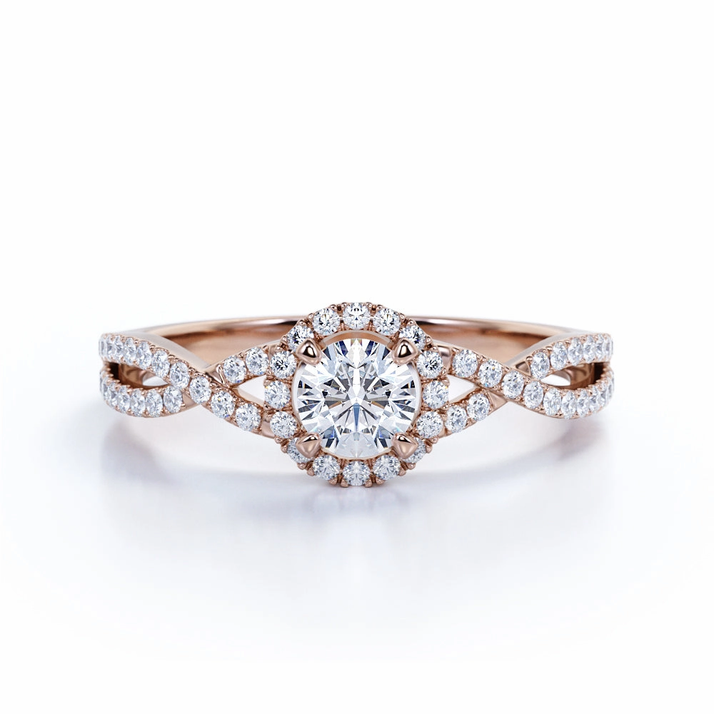 Refined Jewelry Trendy Edge Halo 1 Ct Round Cut Diamond Engagement Ring