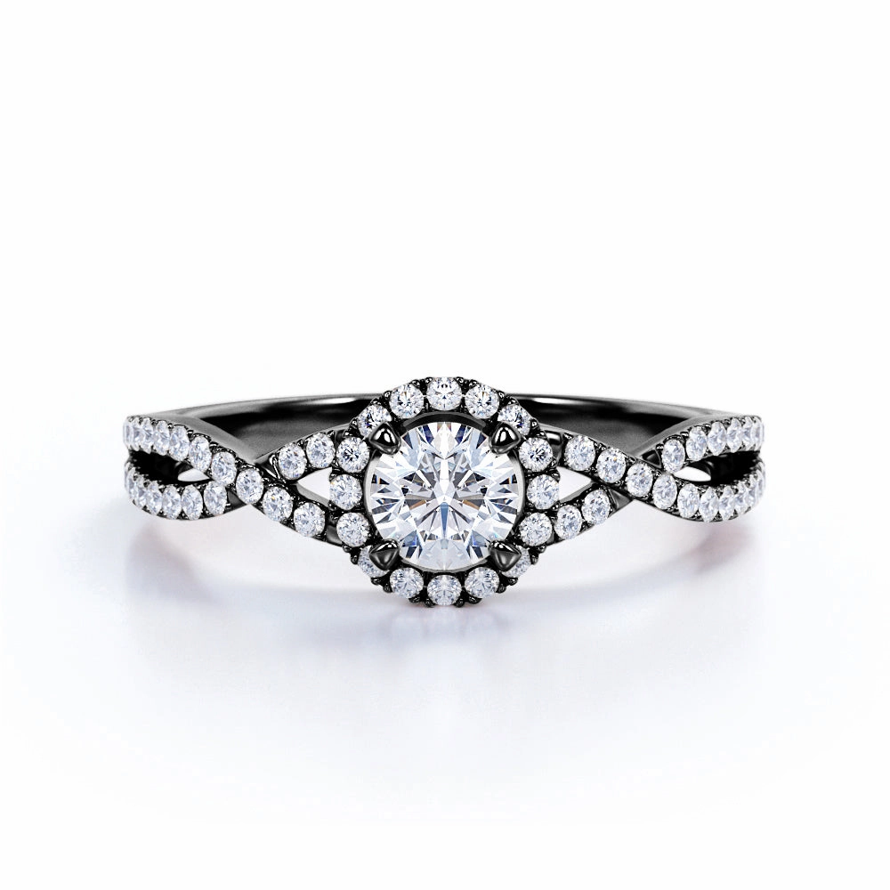 Halo 1 Ct Round Cut Diamond Engagement Ring Creative Work Elegant Sign