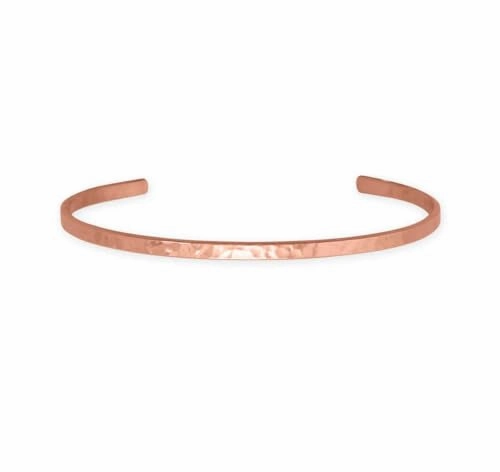 No-Fuss Fashion Hammered Finish Copper Cuff Bracelet 3.2mm width - Made in the USA