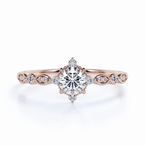 Simple Emblem Series Item Dainty 0.50 Ct Round Cut Diamond Engagement Ring