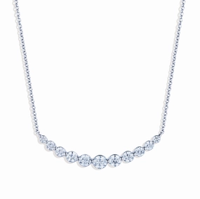Bremer Jewelry 18K White Gold Round Diamond Smile Necklace (1.00ctw) Finishing Feature