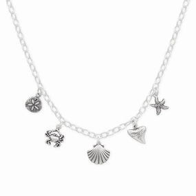 Sea Ocean Nautical Theme Paperclip Charm Necklace Sterling Silver Lightweight Style Travel Ready