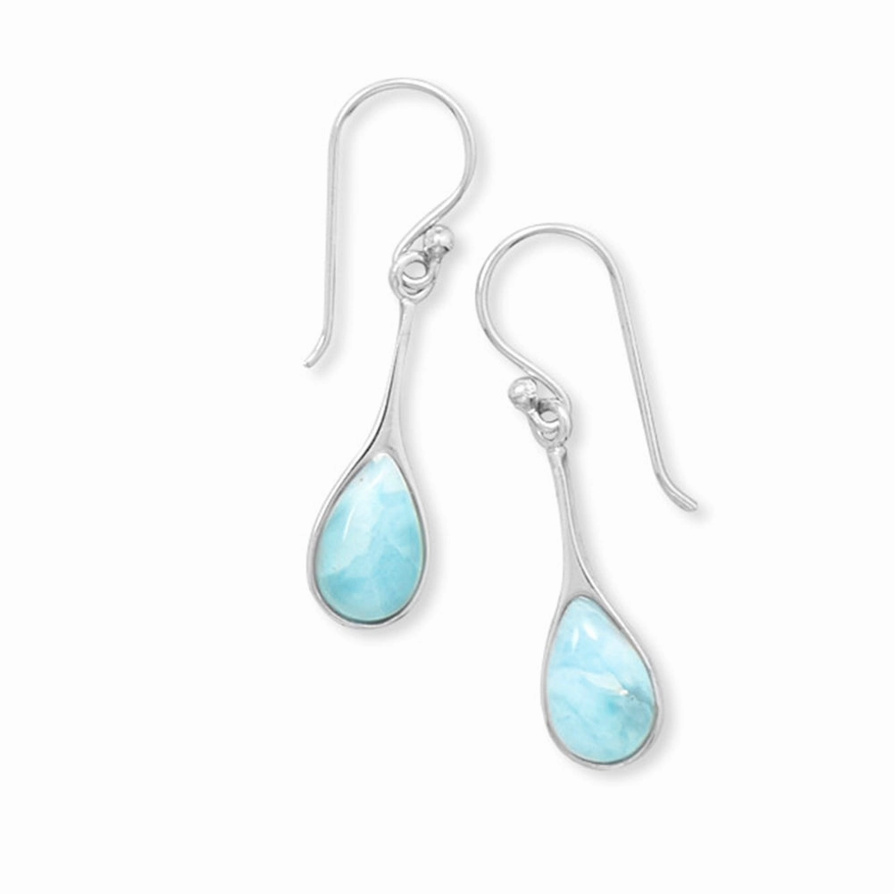Larimar Earrings Teardrop Rhodium Plated - Nontarnish Blue Casual Ornament Simple Decor