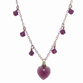 Marvelous Jewelry Father??s Accent Heart Necklace 14k Gold-Filled with Amethyst-color Crystals