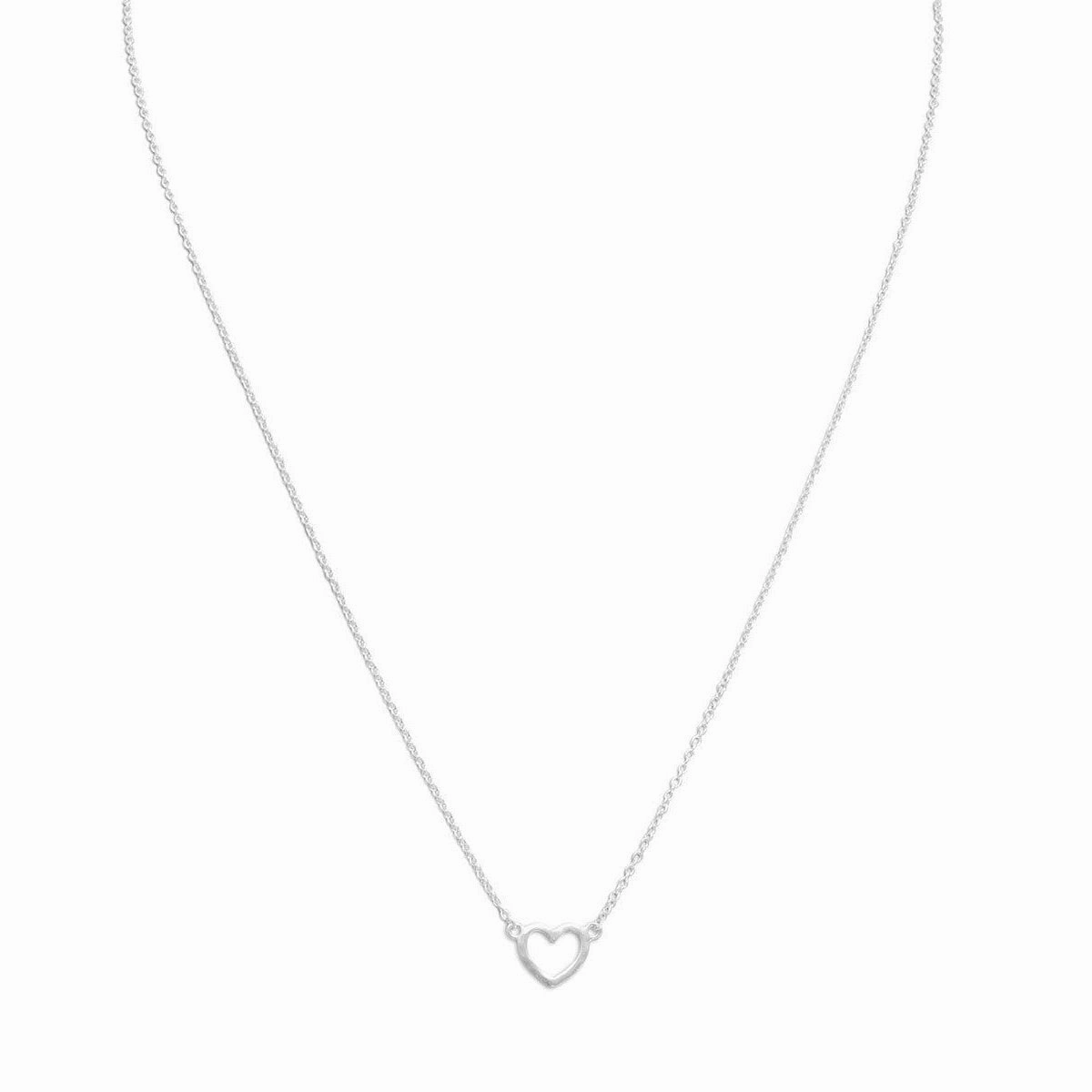 Heart Necklace Matte Finish Sterling Silver Adjustable Mother Accent Artistic Detail