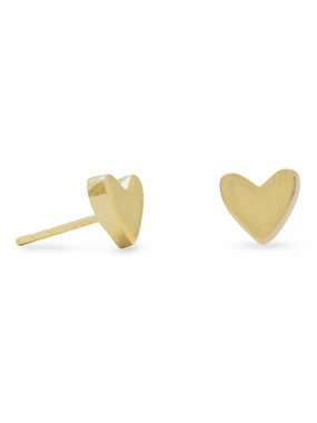 Beautiful Trinket Heart Stud Post Earrings Gold-plated Sterling Silver 7mm Diameter