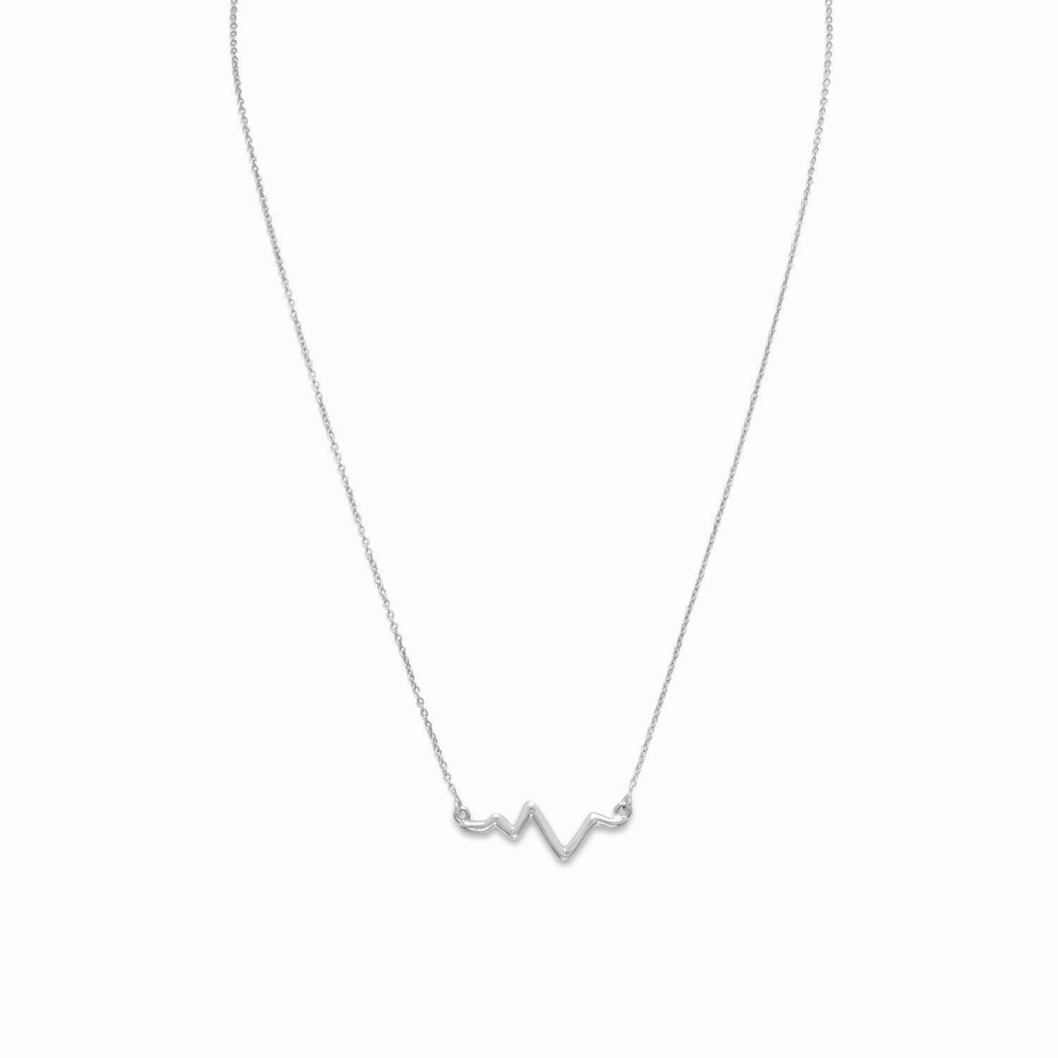 Heartbeat EKG Necklace Nontarnish Sterling Silver Modern Accent Winter Day