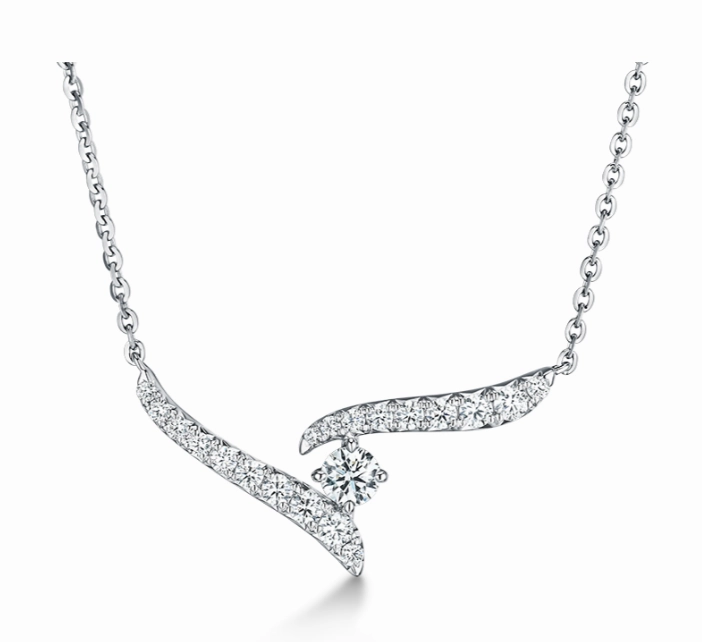 Hearts On Fire 18K White Gold Round Vela Crossover Diamond Pendant (0.30ctw) Unique Finish