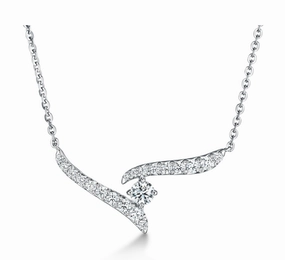 Hearts On Fire 18K White Gold Round Vela Crossover Diamond Pendant (0.30ctw) Unique Finish