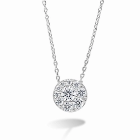Hearts On Fire 18K White Gold Tessa Diamond Cluster Pendant with a 18K White Gold Link Necklace (0.25ctw) Trendy Appeal