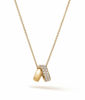 Hearts on Fire Inside Out 18K Yellow Gold Round Shape Diamond Necklace (.45ctw) Lively Spirit Trendy Texture