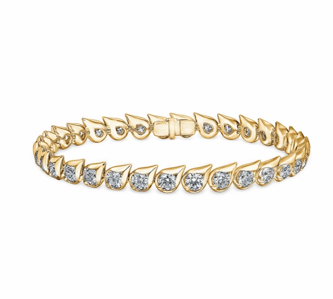 Hearts On Fire LU Droplet Tennis Diamond Bracelet in 18K Yellow Gold (6.68ctw) Elegant Glow City Style