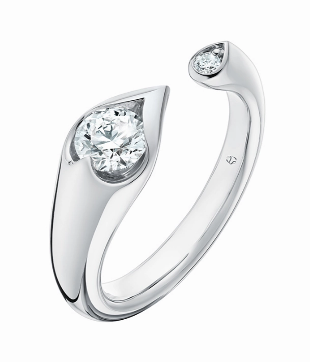 Hearts On Fire Round LU Open Droplet Diamond Fashion Ring in 18K White Gold (.58ctw) Trendy Accessories Vibrant Touch