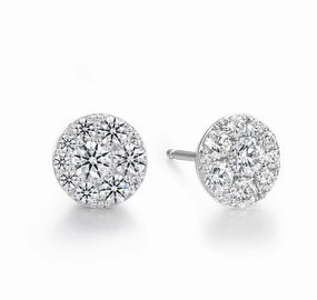 Hearts On Fire Round Solitaire/Stud Diamond Earrings in 18K White Gold (1.03ctw) Custom Gifts