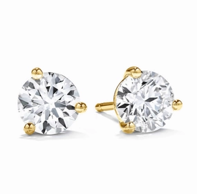 Graceful Piece Hearts On Fire Round Solitaire/Stud Diamond Earrings in 18K Yellow Gold (.33ctw)