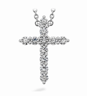 Sophisticated Finish Hearts On Fire Signature Cross 18K White Gold Round Shape Diamonds Cross Large Pendant  (.50ctw)