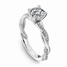 Subtle Highlight Noam Carver Round Center Side Stone Diamond Engagement Ring Setting in 950 White Platinum (.18ctw)