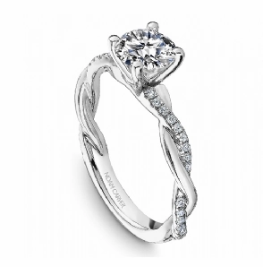 Subtle Highlight Noam Carver Round Center Side Stone Diamond Engagement Ring Setting in 950 White Platinum (.18ctw)