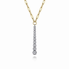 Natural Detail Night Glam 14K White and Yellow Gold Diamond Vertical Bar Link Necklace