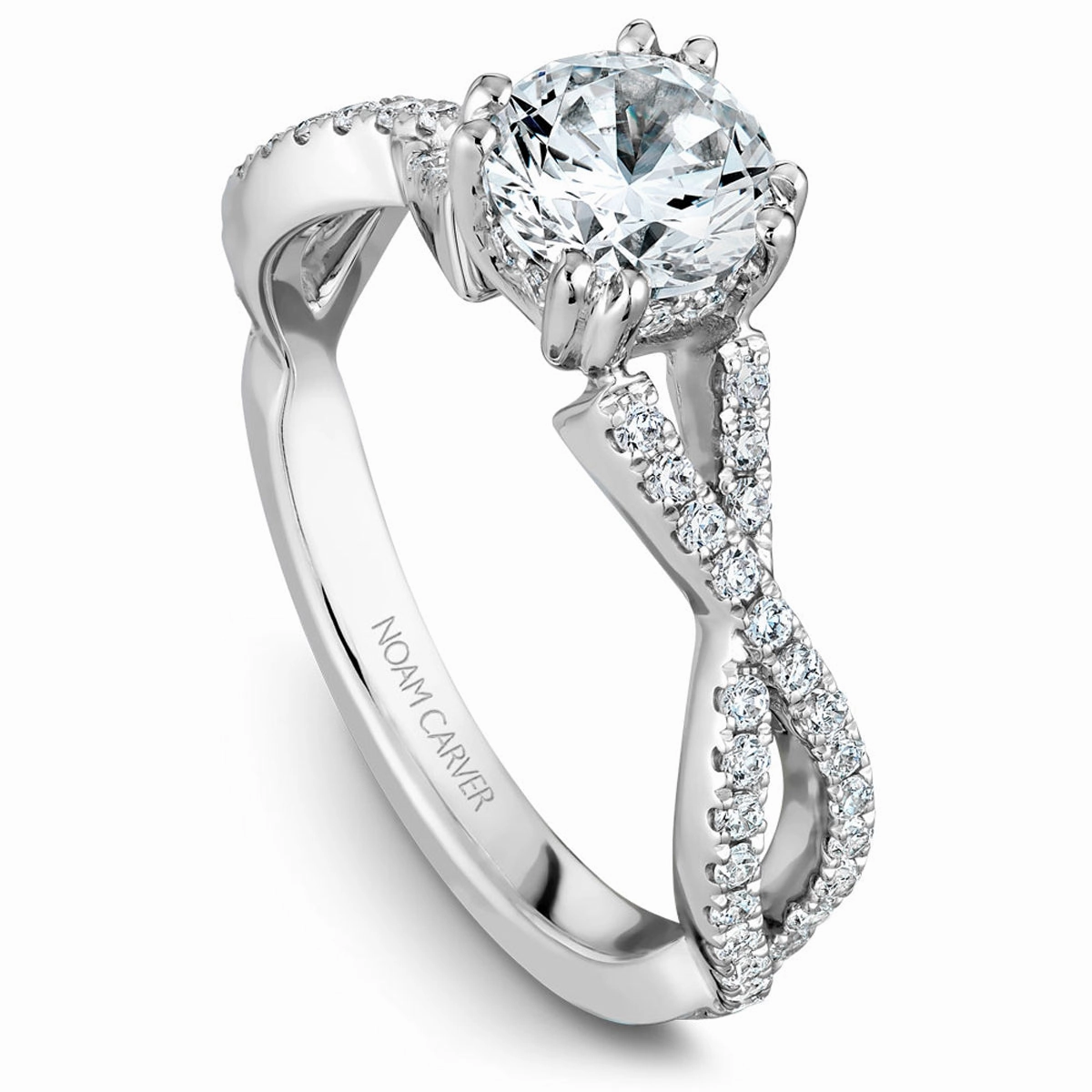 Anniversary Surprise Versatile Look Noam Carver Twist Diamond Engagement Ring Setting in White Gold