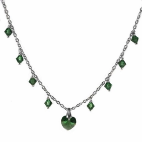Beautiful Piece Green Crystal Heart Necklace Crystal Sterling Silver