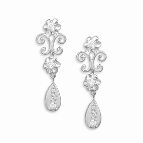 Elegant Choice Butterfly Design Bridal Cubic Zirconia Earrings Rhodium on Sterling Silver