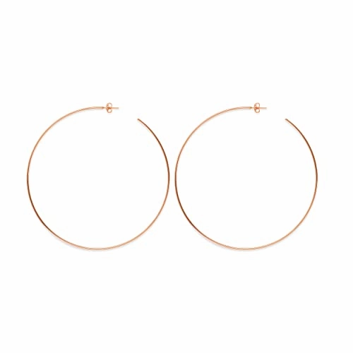 14k Rose Gold Hoop Earrings 90mm Shoulder Dusters Dull Ornament Glittering Style