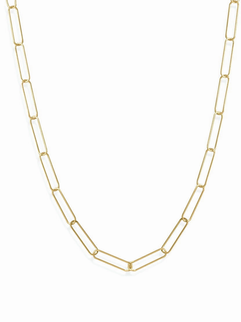 Lightweight Gift Paperclip Chain Necklace Gold-plated Sterling Silver