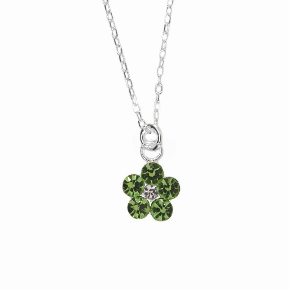 Flower Necklace with Swarovksi (R) Crystals Set in Sterling Silver Light Green Seasonal Style