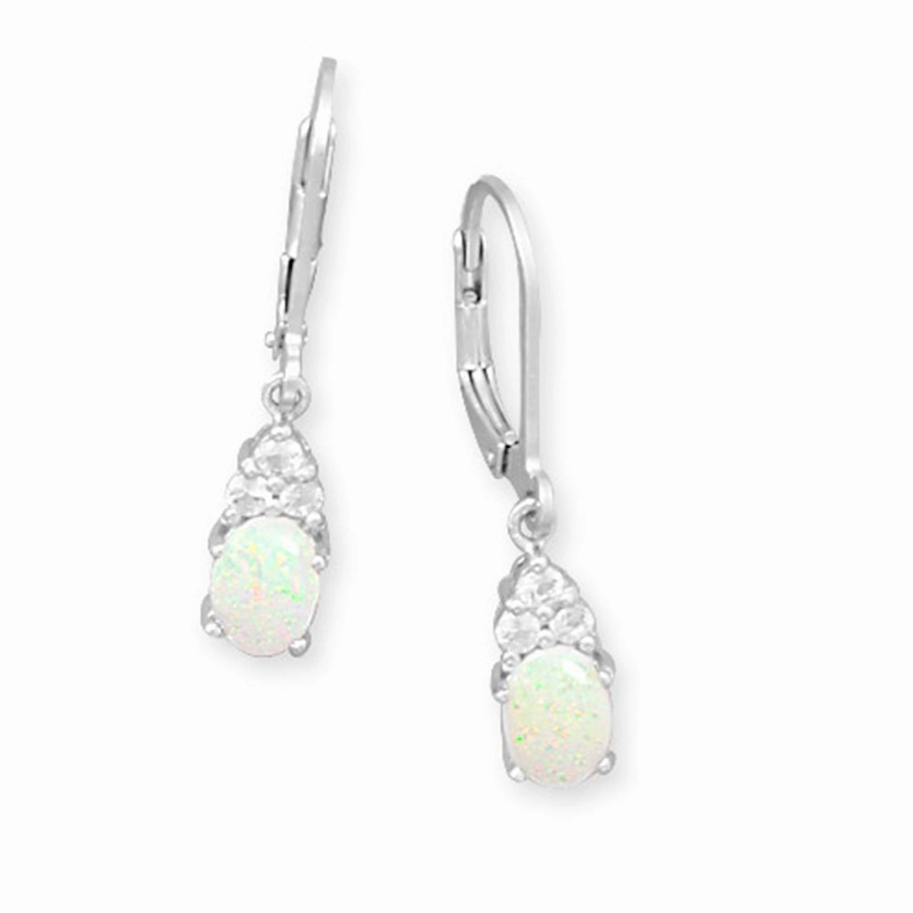 Opal Earrings White Topaz Accents Sterling Silver Festive Decoration Luxurious Decor