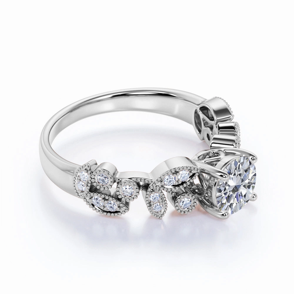 Antique 1 Ct Round Cut Diamond Engagement Ring Amazing Symbol