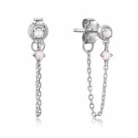 Luxury Fashion Silver Mother of Pearl and Kyoto Opal Chain Drop Stud Earrings