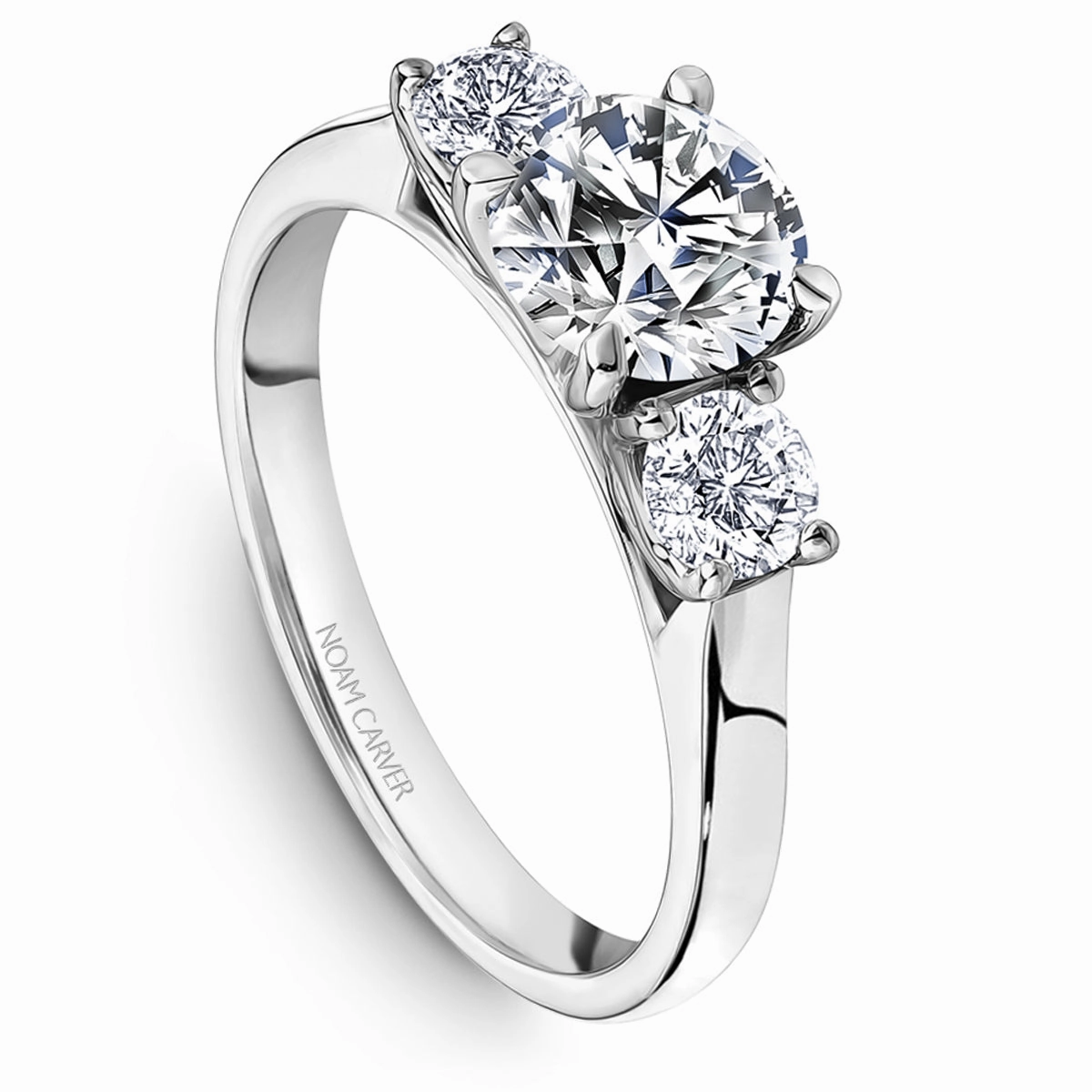 Eye Catcher Noam Carver Three-Stone Diamond Engagement Ring Setting in White Gold
