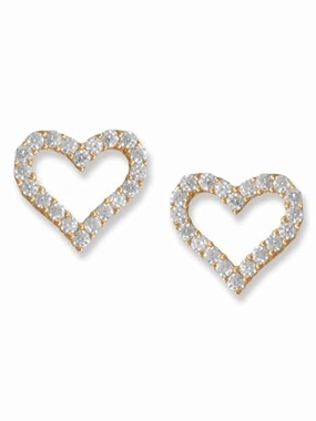 Stunning Element Heart Earrings Outline Design Sparkling Cubic Zirconia Gold-plated Silver