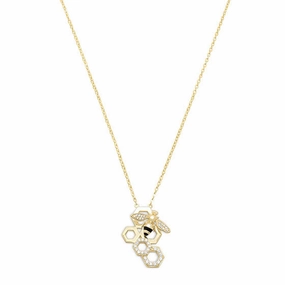 Chic Design Subtle Detail Honey Bee Necklace Gold-plated with Cubic Zirconia